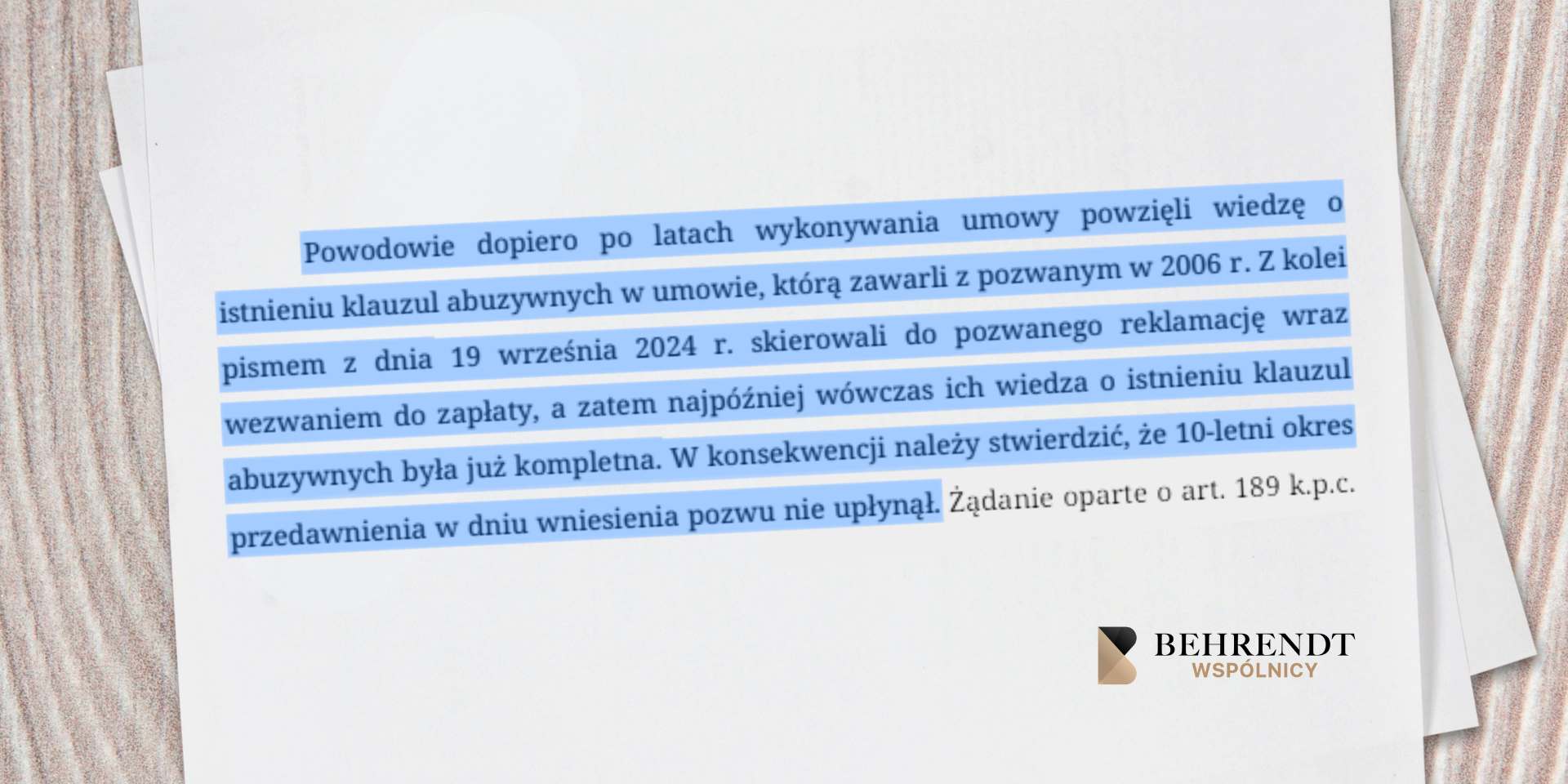 Fragment wyroku Sądu w sprawie frankowej przeciwko Raiffeisen Bank