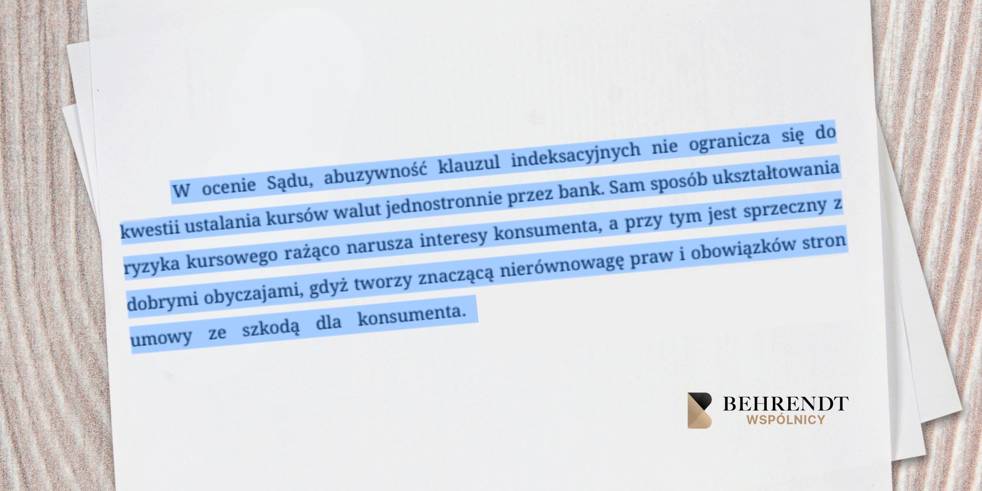 Fragment wyroku Sądu w sprawie frankowej