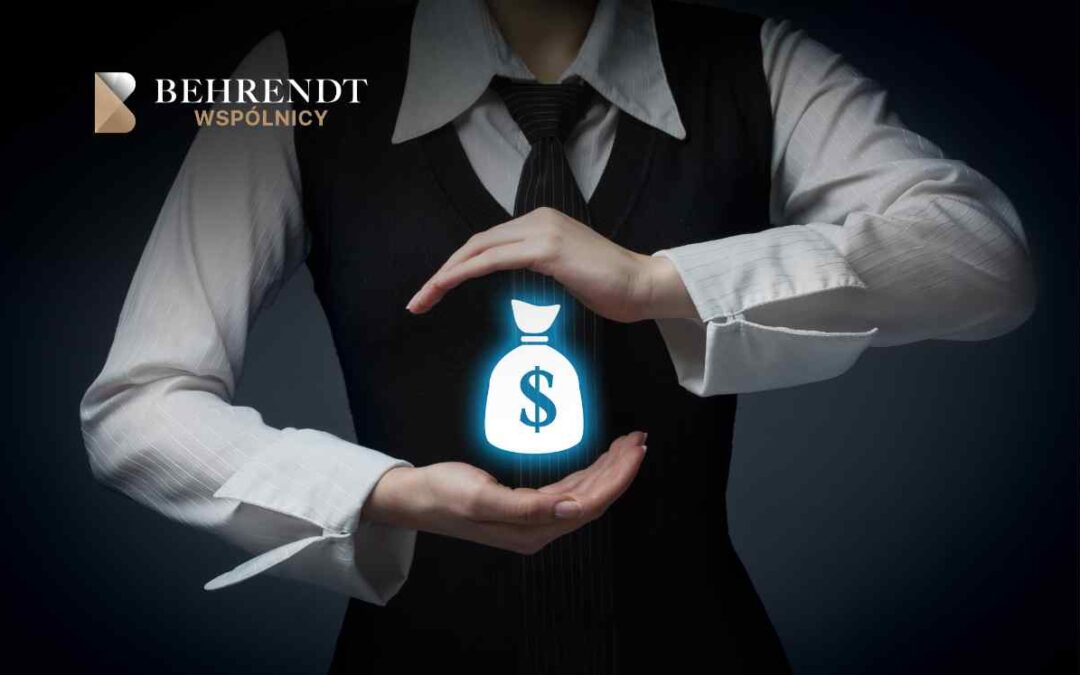 Professional in a vest and shirt cradling a glowing money bag with a dollar sign, symbolizing financial security and wealth protection.