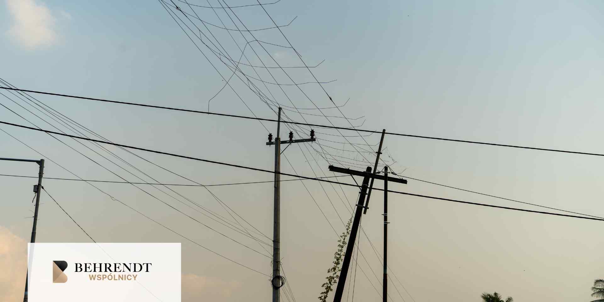 Błękitne niebo, zbliżenie na drewniany słup energetyczny